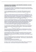 INTRODUCTORY MATERNITY AND PEDIATRIC NURSING &num;10 EXAM QUESTIONS AND ANSWERS