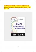 TEST BANK For Health Assessment in Nursing&comma; 7th Edition by Weber&comma; Verified Chapters 1 - 34&comma; Complete StudyGuide &vert;  Grade A&plus;