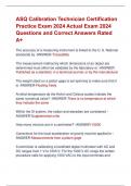 ASQ Calibration Technician Certification  Practice Exam 2024 Actual Exam 2024  Questions and Correct Answers Rated  A&plus;