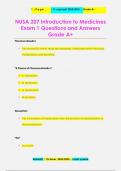 NUSA 207 Introduction to Medicines  Exam 1 Questions and Answers Grade A&plus;