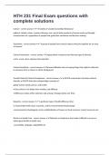 HTH 231 Final Exam questions with complete solutions