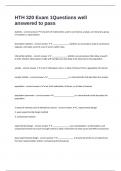 HTH 320 Exam 1Questions well answered to pass