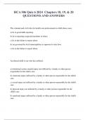 HCA 506 Quiz 6 2024  Chapters 18&comma; 19&comma; & 20 QUESTIONS AND ANSWERS