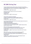 NC DMV Driving Test Questions and Answers 100&percnt; Verified