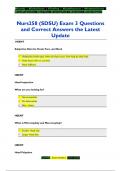 Nurs258 &lpar;SDSU&rpar; Exam 3 Questions  and Correct Answers the Latest  Update