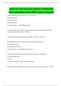 State of Texas Security Level II Certification Exam Questions with 100&percnt; Correct Answers
