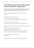 HTH 100 Exam 1questions with verified answers graded A&plus; already pass