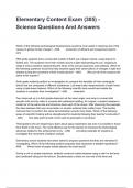 Elementary Content Exam &lpar;305&rpar; - Science Questions And Answers
