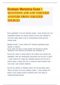 Strategic Marketing Exam 1 QUESTIONS AND CORRECT VERYFIED ANSWERS&period; FROM VERYFIED SOURCES&period;