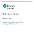 Pearson Edexcel International GCSE In Biology &lpar;4BI1&rpar; Paper 1B Mark Scheme JUNE 2024