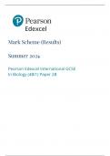 Pearson Edexcel International GCSE In Biology &lpar;4BI1&rpar; Paper 2B Mark Scheme  JUNE 2024