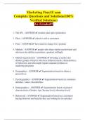 Marketing Final E xam Complete Questions and Solutions&lpar;100&percnt;  Verified Solutions&rpar;