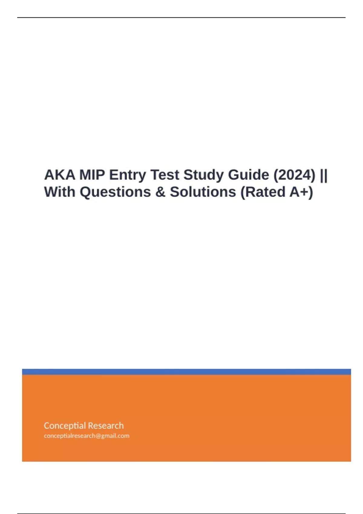 AKA MIP Entry Test Study Guide (2024) || With Questions & Solutions ...
