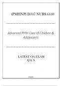 &lpar;PMHNP&rpar; D347 NURS 6440 - Advanced PMH Care of Children & Adolescents- Latest OA Exam 2024&period;