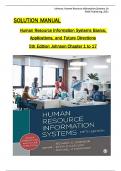 Solution Manual For Human Resource Information Systems&comma; 5th Edition by Johnson&comma; Carlson and Kavanagh All 1-17Chapters Covered &comma;Latest Edition&comma; ISBN&colon;9781544396743