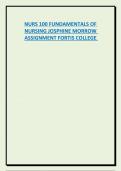 NURS 100 FUNDAMENTALS OF  NURSING &lpar;JOSPHINE MORROW&rpar;  ASSIGNMENT FORTIS COLLEGE 