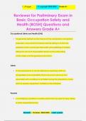 Reviewer for Preliminary Exam in  Basic Occupation Safety and  Health &lpar;BOSH&rpar; Questions and  Answers Grade A&plus;