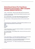 Vivint Smart Home Pro Final Exam Questions and answers &vert; With complete solution 2024&sol;25 RATED A&plus;