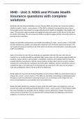 HHD - Unit 3&colon; NDIS and Private Health Insurance questions with complete solutions