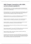 HHD Chapter 6 questions with 100&percnt; correct answers graded A