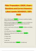 Pillar Preparation &lpar; EXOS &rpar; Exam &vert; Questions and Correct Answers &vert; Latest Update 2024&sol;2025 &vert; 100&percnt; PASS