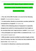 NYS State EMT Basic Exam &lpar;2024 &sol; 2025&rpar; Questions with Verified Answers&comma; 100&percnt; Guarantee Pass Score