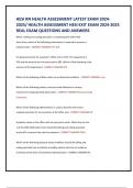 HESI RN HEALTH ASSESSMENT LATEST EXAM 2024- 2025&sol; HEALTH ASSESSMENT HESI EXIT EXAM 2024-2025 REAL EXAM QUESTIONS AND ANSWERS