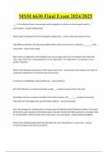 MSM 6630 Final Exam 2024&sol;2025