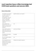 court reporters texas written knowledge test &lpar;CSR Exam&rpar; questions and answers 2024