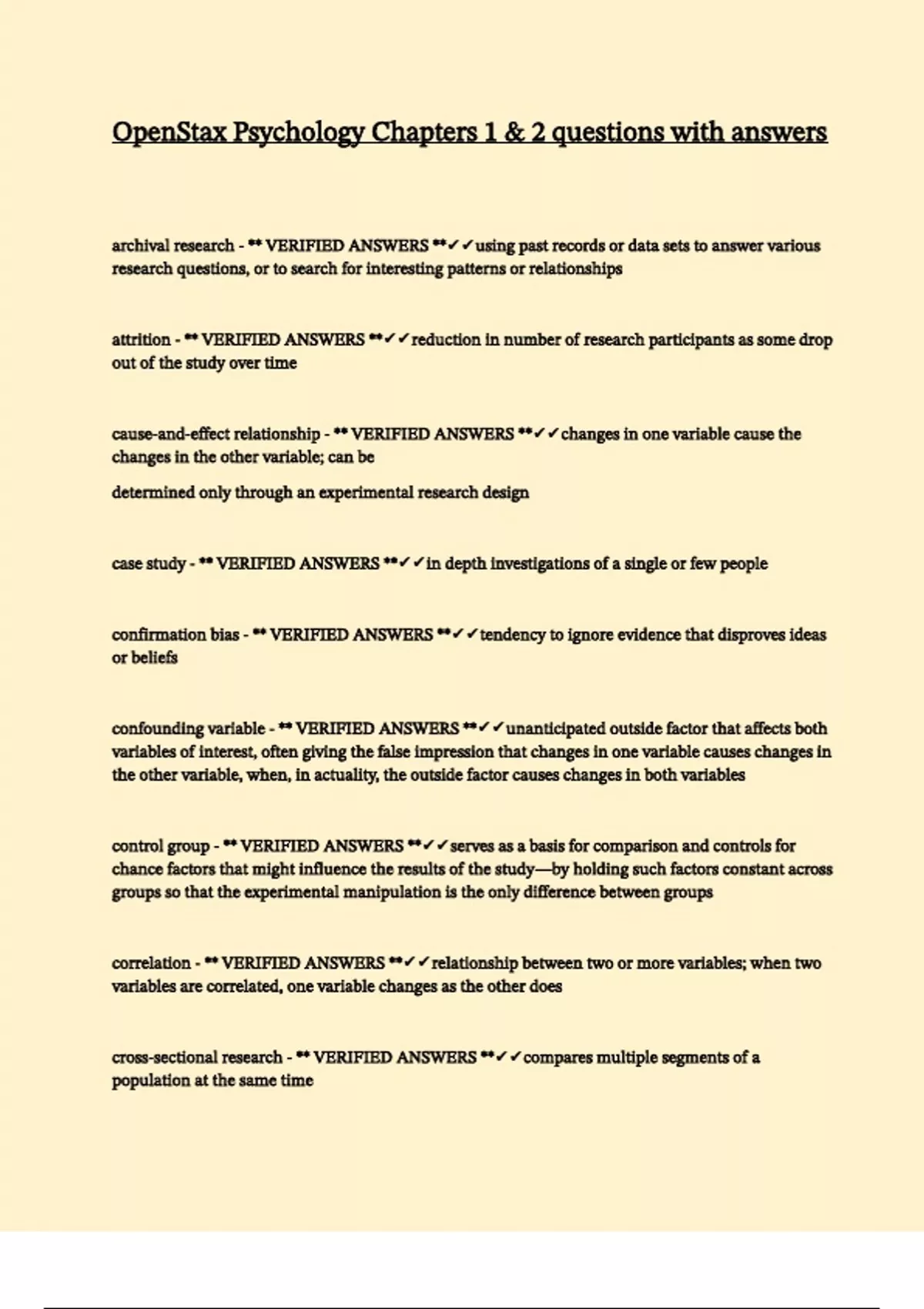 OpenStax Psychology Chapters 1 & 2 questions with answers - OpenStax ...