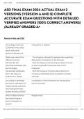 ASD FINAL EXAM 2024 ACTUAL EXAM 2 VERSIONS &lpar;VERSION A AND B&rpar; COMPLETE ACCURATE EXAM QUESTIONS WITH DETAILED VERIFIED ANSWERS &lpar;100&percnt; CORRECT ANSWERS&rpar; &sol;ALREADY GRADED A&plus;