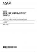 AQA GCSE COMBINED SCIENCE&colon; SYNERGY 8465-2H Higher Tier Paper 2 Life and Environmental Sciences Mark scheme June 2024
