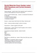 Dental Materials Exam Update Latest  2024 Questions and Correct Answers  Rated A&plus;