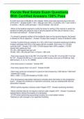 Florida Real Estate Exam Questions With Certified Answers 100&percnt; Pass
