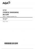 AQA GCSE CHINESE &lpar;MANDARIN&rpar; 8673-RF Paper 3 Reading Foundation Tier Mark scheme June 2024