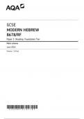 AQA GCSE MODERN HEBREW 8678-RF Paper 3 Reading Foundation Tier Mark scheme June 2024