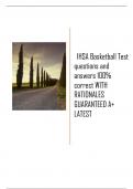 IHSA Basketball Test questions and  answers 100&percnt; correct WITH RATIONALES  GUARANTEED A&plus; LATEST