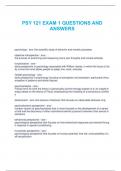 PSY 121 - MISSOURI STATE - EXAM 1