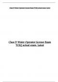 Class D Water Operator License Exam TCEQ actual exam&period; Latest 