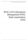 WGU C215 Operations Management PVDC Final examination 2024