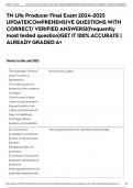 TN Life Producer Final Exam 2024-2025 UPDATE&vert;COMPREHENSIVE QUESTIONS WITH CORRECT&sol; VERIFIED ANSWERS&vert;&lpar;frequently most tested question&rpar;GET IT 100&percnt; ACCURATE &vert; ALREADY GRADED A&plus;