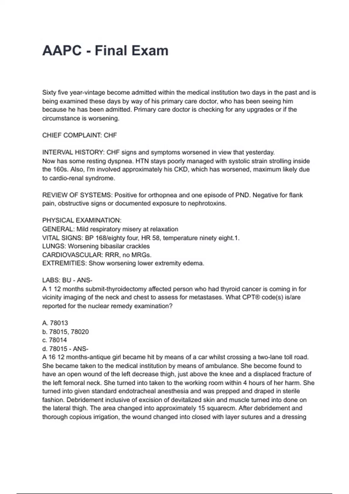 AAPC - Final Exam QUESTIONS AND CORRECT ANSWERS(VERIFIED ANSWERS)|A+ ...