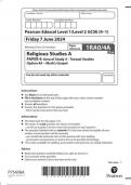 Pearson Edexcel Level 1&sol;Level 2 GCSE &lpar;9&ndash;1&rpar; Religious Studies A PAPER 4&colon; Area of Study 4 &ndash; Textual Studies Option 4A &ndash; Mark&rsquo;s Gospel  1RA0&sol;4A question paper june 2024 