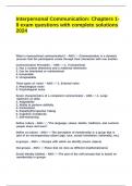 Interpersonal Communication Chapters 1-8 exam questions with complete solutions 2024&period;