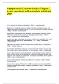Interpersonal Communication Chapter 1 exam questions with complete solutions 2024&period;