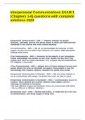 Interpersonal Communications EXAM 1 &lpar;Chapters 1-6&rpar; questions with complete solutions 2024