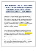 NU665A PRIMARY CARE OF CHILD II EXAM  3 NEWEST ACTUAL EXAM WITH COMPLETE  QUESTIONS AND DETAILED VERIFIED ANSWERS GRADED A&plus; &vert; 100&percnt; VERIFIED
