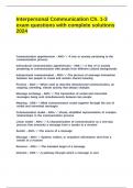 Interpersonal Communication Ch&period; 1-3 exam questions with complete solutions 2024