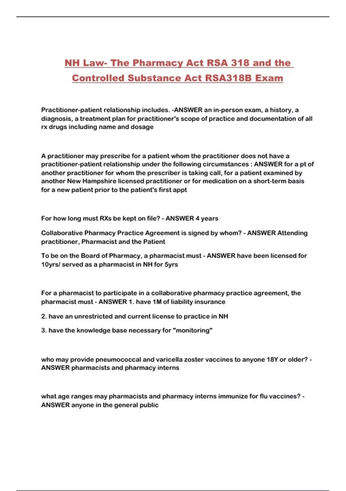 Nh R3a NH Law- The Pharmacy Act RSA 318 and the Controlled Substance Act ...