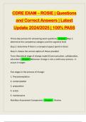 CDRE EXAM &ndash; ROSIE &vert; Questions and Correct Answers &vert; Latest Update 2024&sol;2025 &vert; 100&percnt; PASS